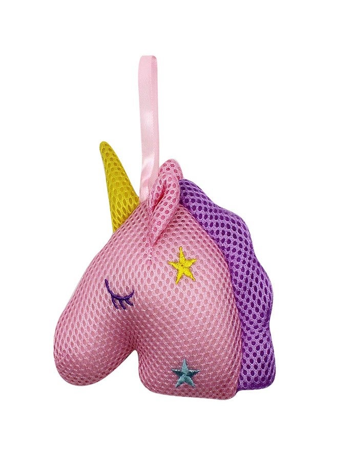 Suillty Unicorn Cartoon Animal Bath Shower Sponge Pouf Loofahs - Eco-Friendly Exfoliating Mesh Brush Mesh Bath Shower Ball Sponge - Exfoliate, Cleanse, Soothe Skin (Pink) - Image 1